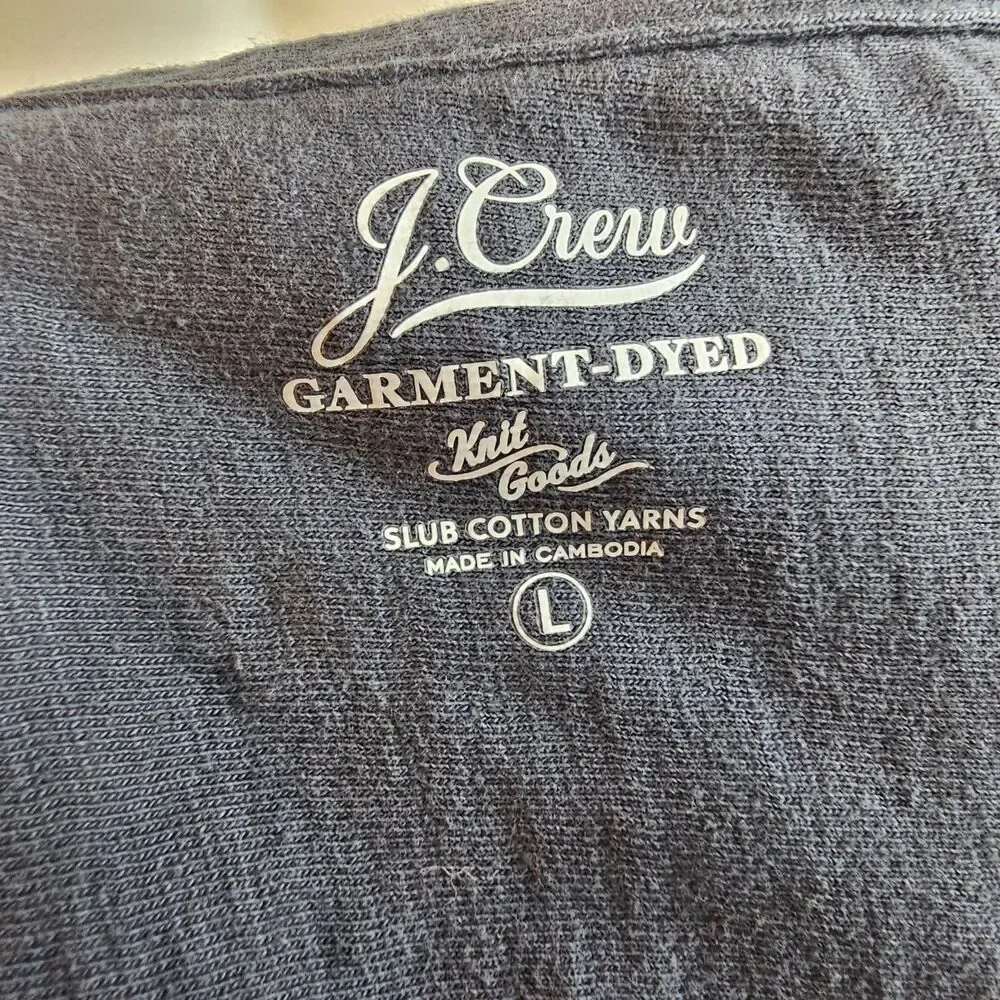 J Crew Shirt Mens Large Gray Garment Dyed Slub Cotton Button Up  Harbor Camp